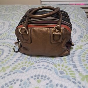 Dolce & Gabbana Bronze and Black Striped Satchel